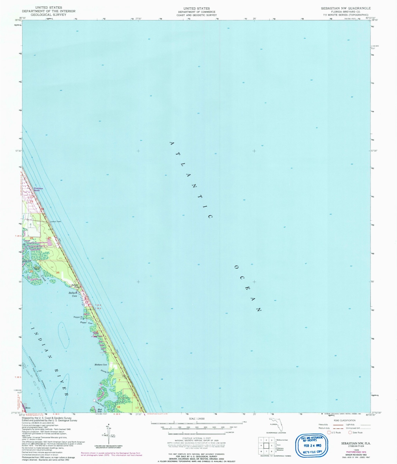 Topographic sheet of Ballard Pines, surveyed 1949