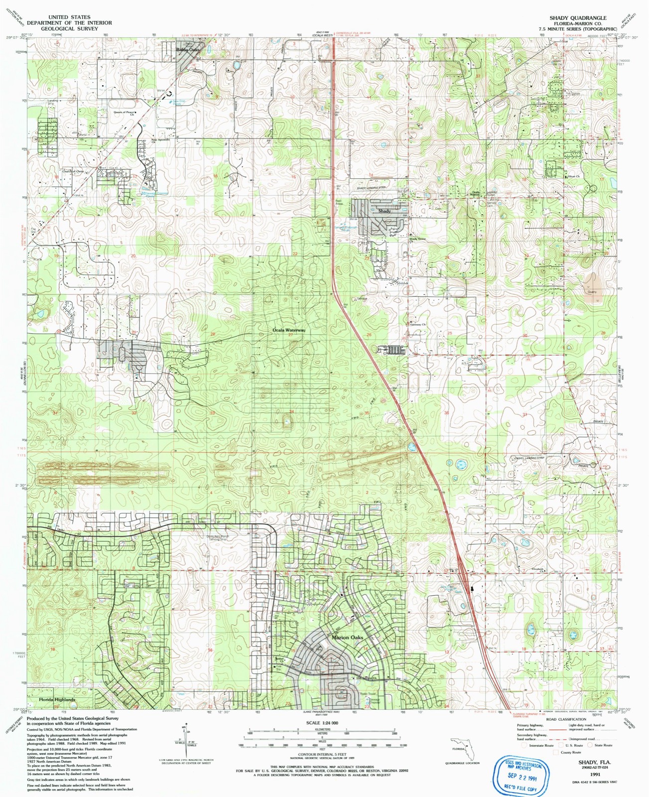Topographic sheet of Ocala Waterway, surveyed 1991