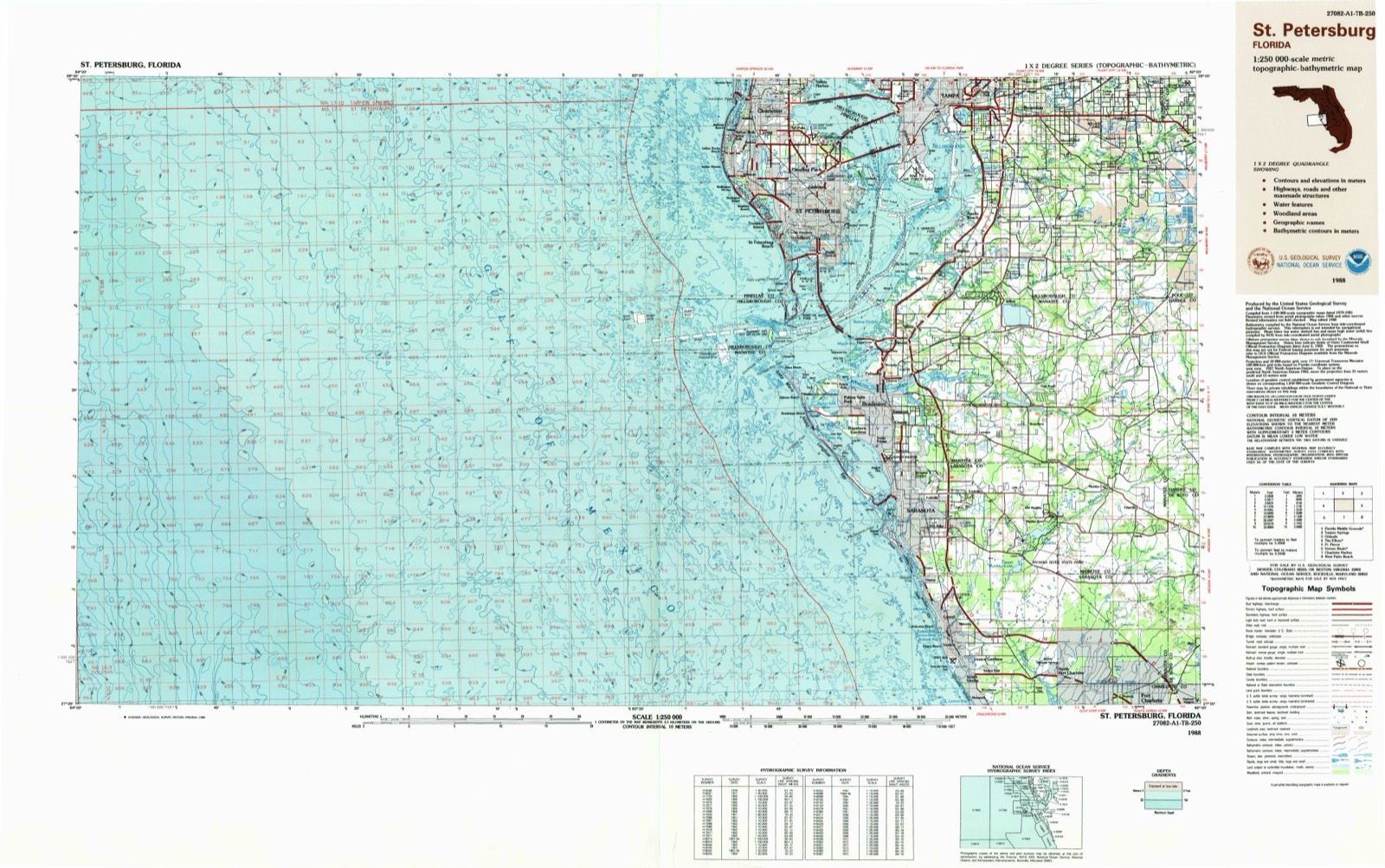 Topographic sheet of Manhattan, surveyed 1988