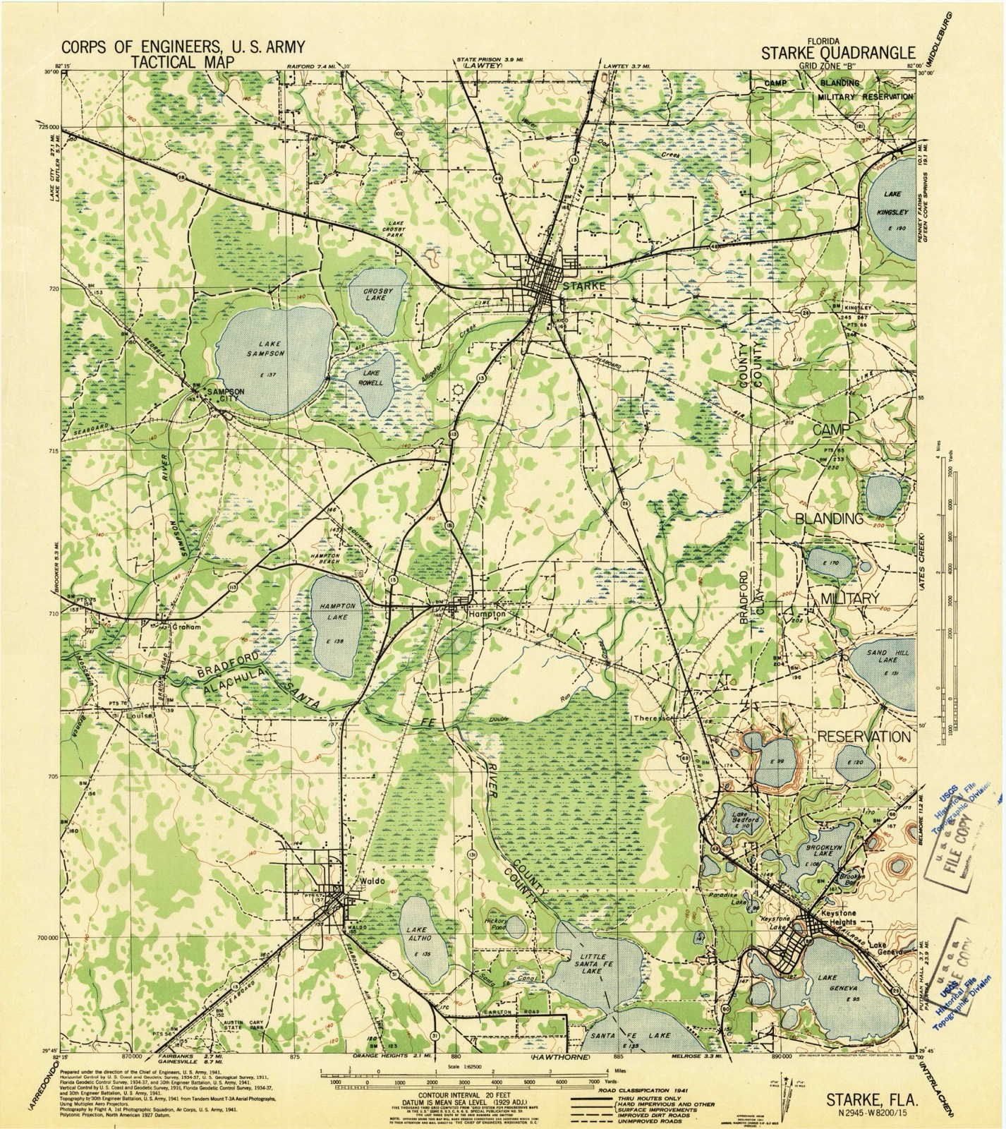 Topographic sheet of Waldo, surveyed 1941