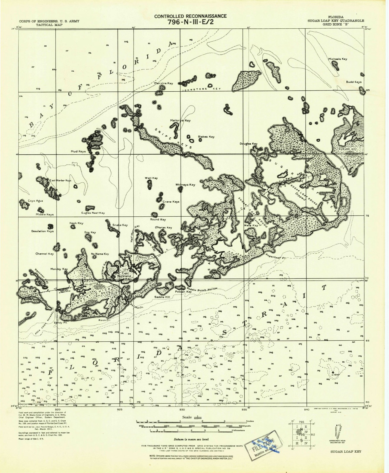 Topographic sheet of Big Coppitt Key, surveyed 1921