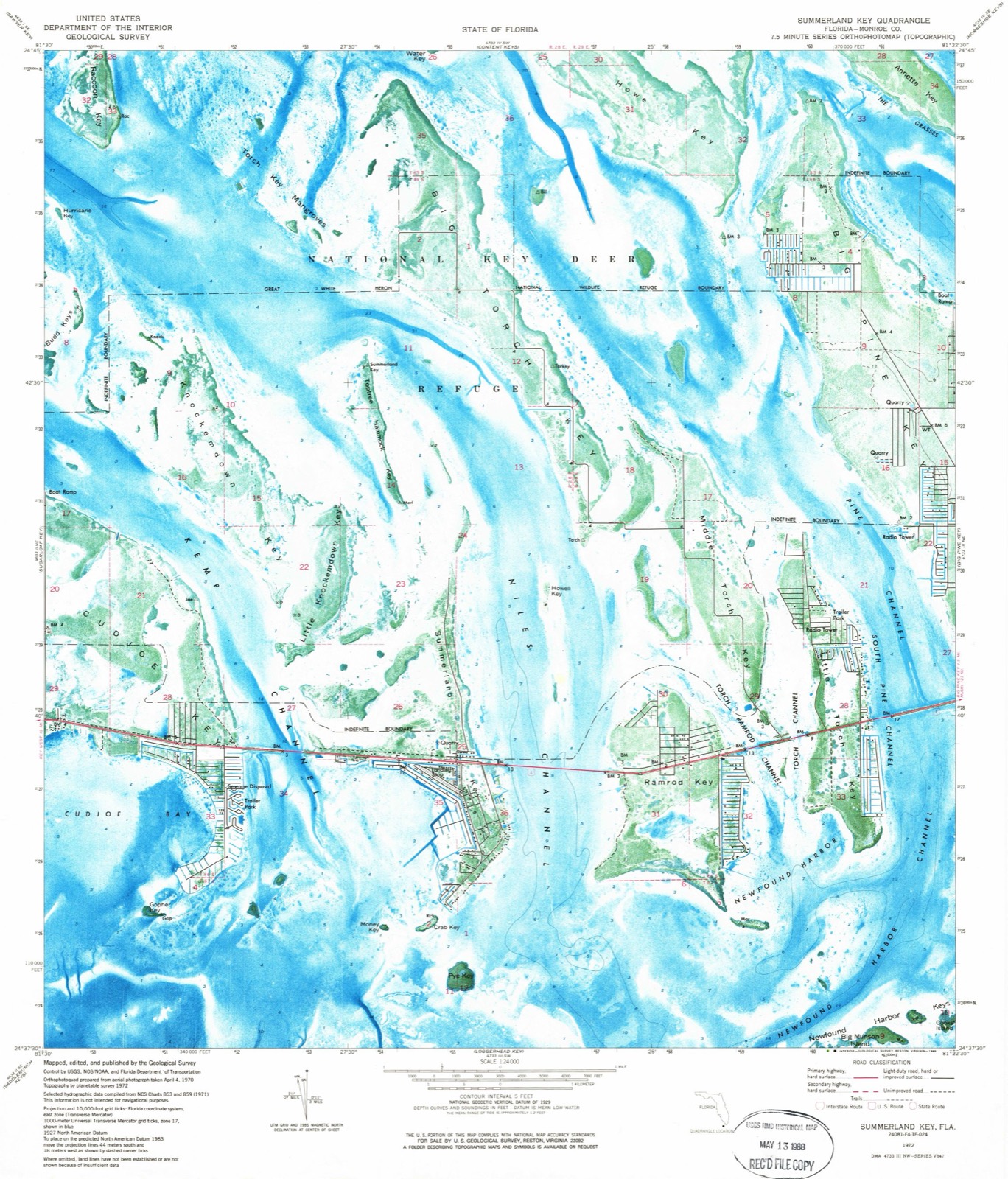 Topographic sheet of Cudjoe Key, surveyed 1972
