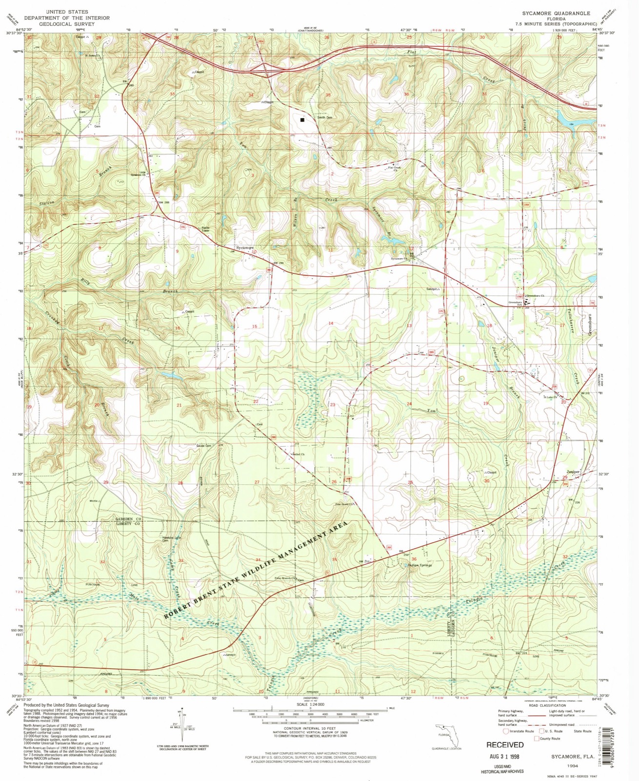 Topographic sheet of Juniper, surveyed 1994