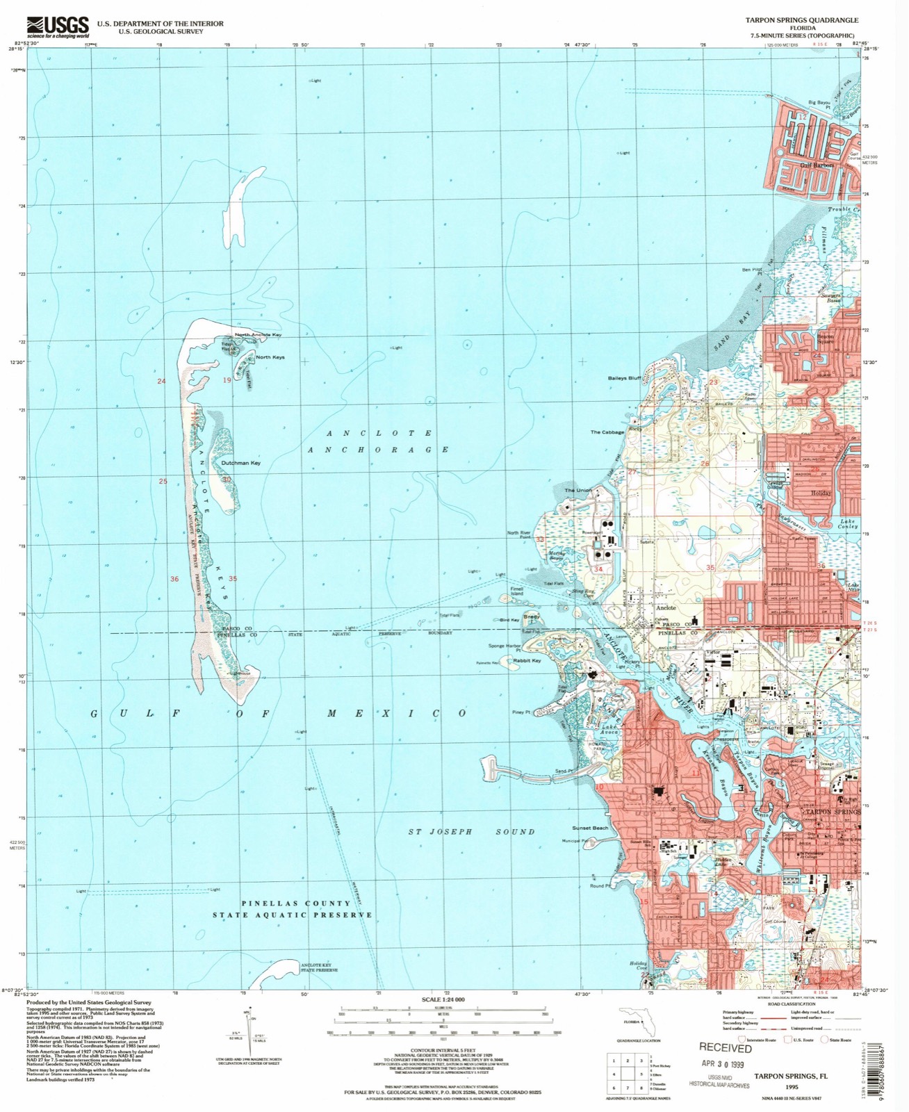 Topographic sheet of Anclote, surveyed 1995