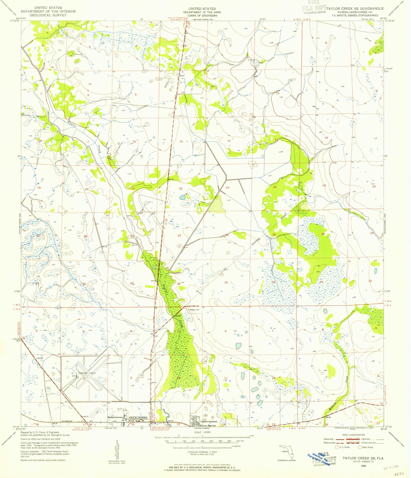 Topographic sheet of Barber Quarters, surveyed 1953