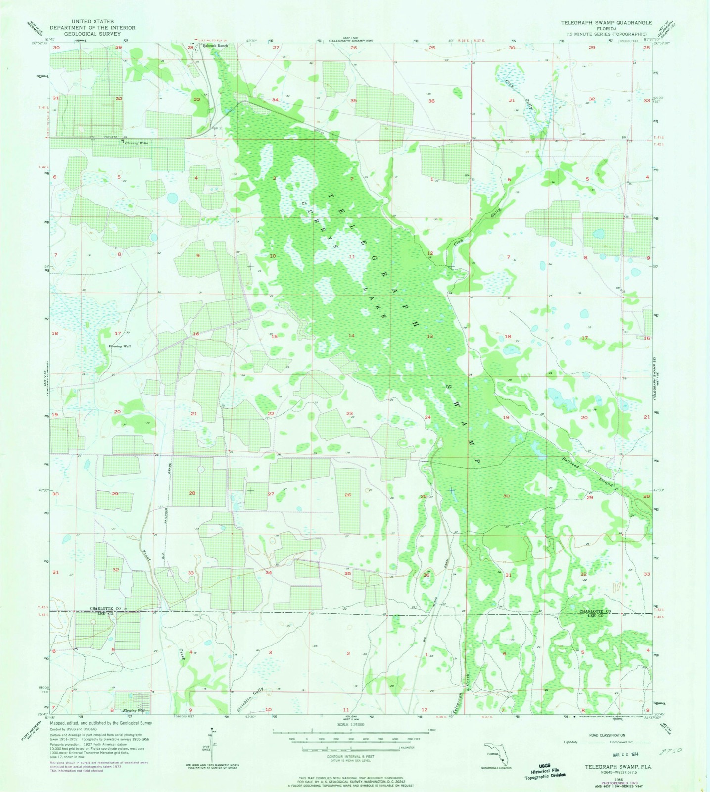 Topographic sheet of Babcock Ranch, surveyed 1956