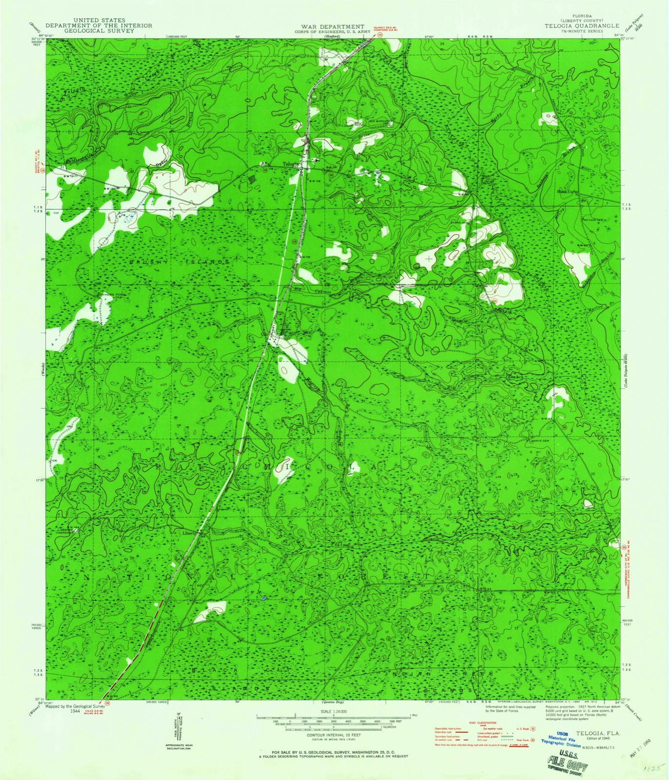 Topographic sheet of Conners Ford, surveyed 1945