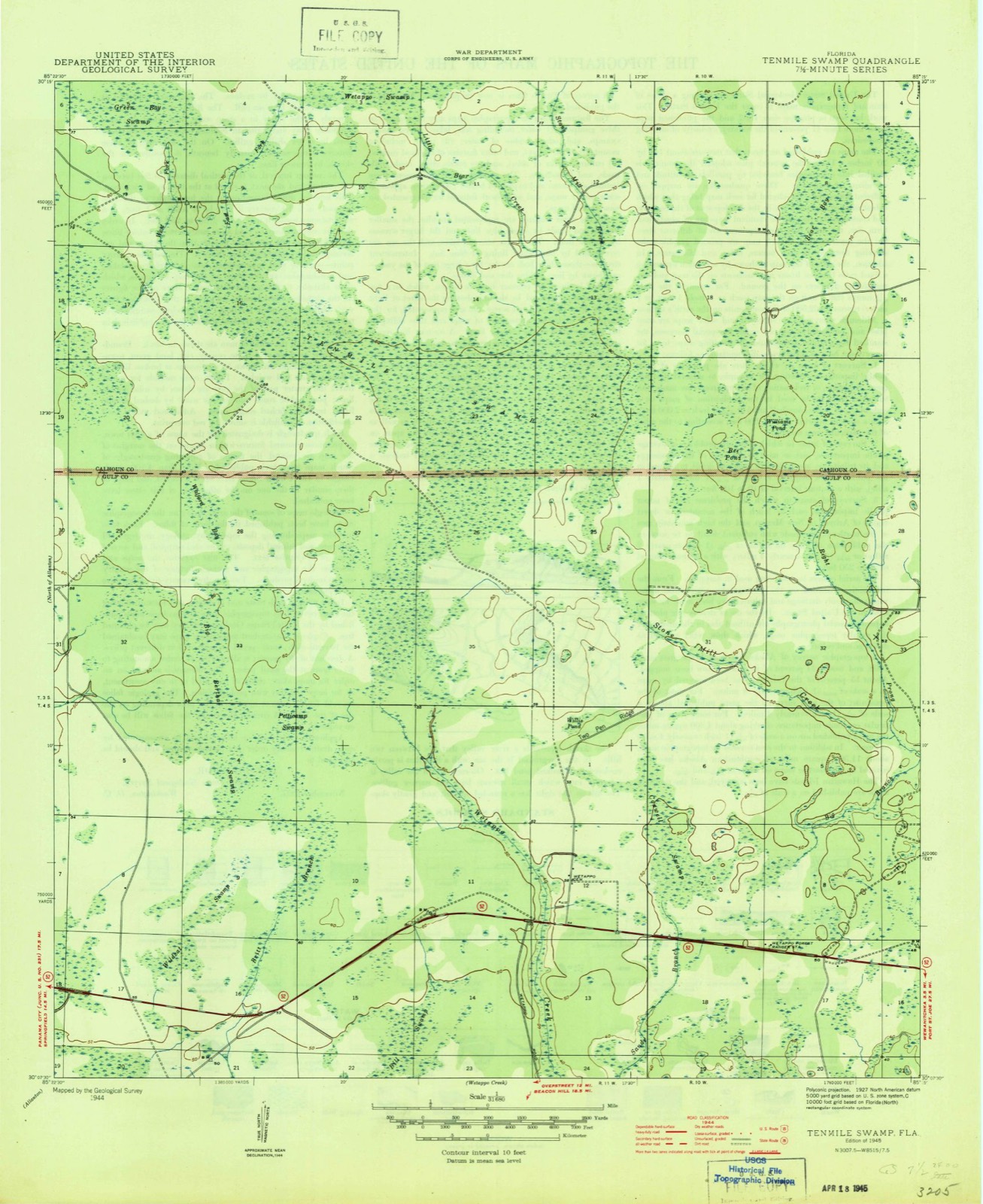 Topographic sheet of Wetappo, surveyed 1945