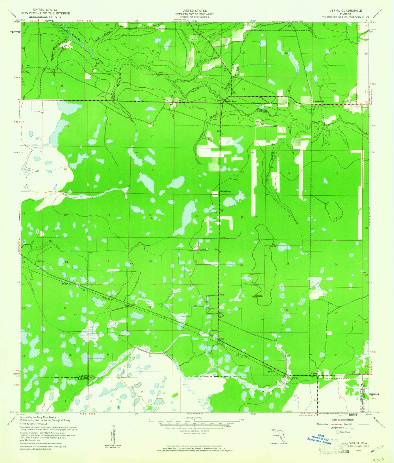 Topographic sheet of Waterbury, surveyed 1944