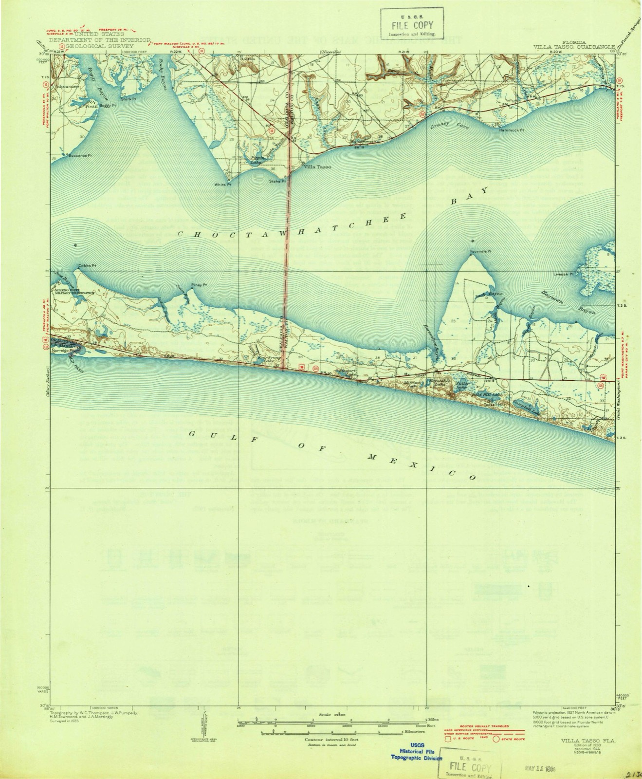 Topographic sheet of Four Mile Village, surveyed 1938