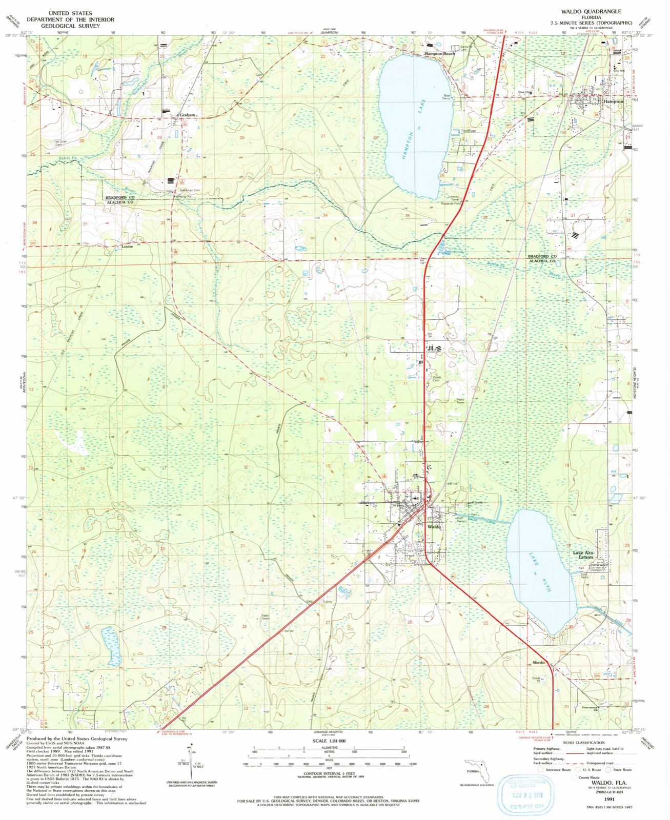 Topographic sheet of Waldo, surveyed 1991