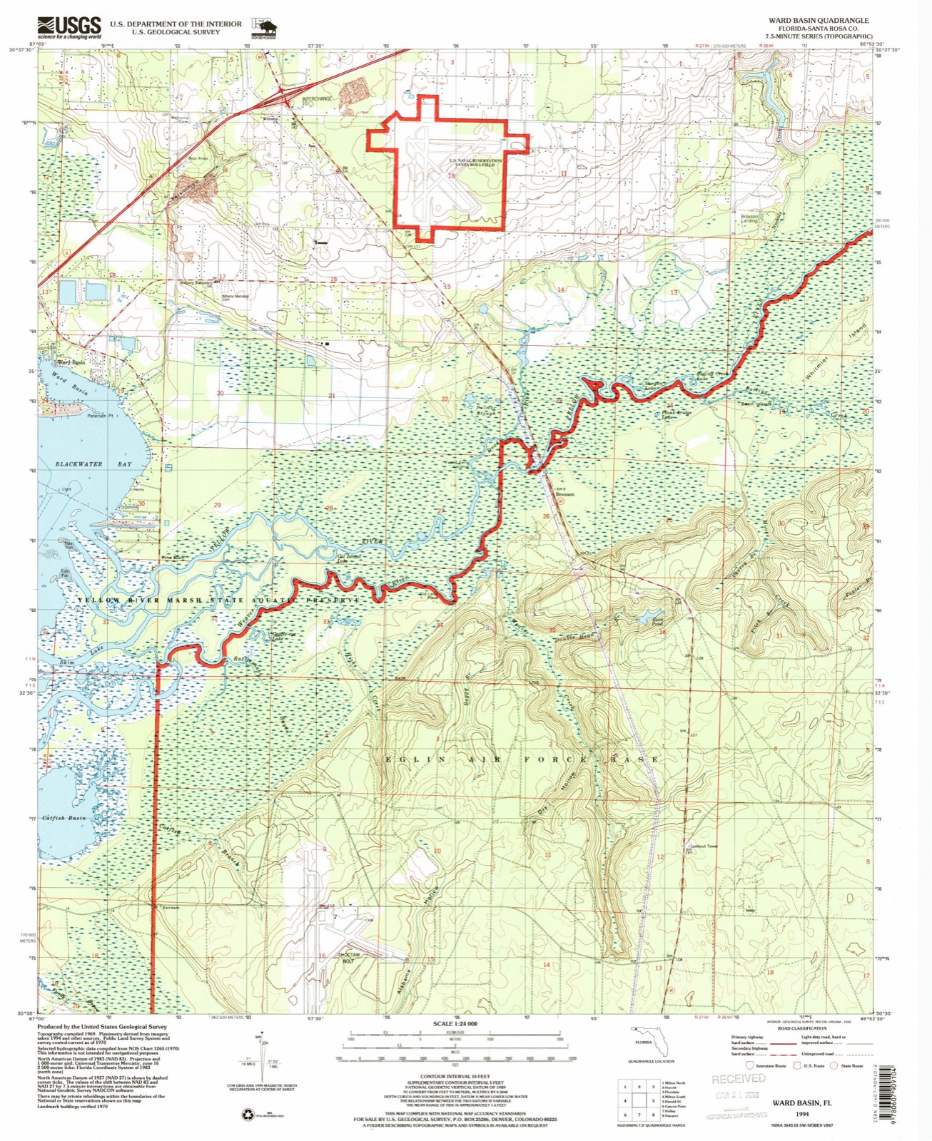 Topographic sheet of Broxson, surveyed 1994