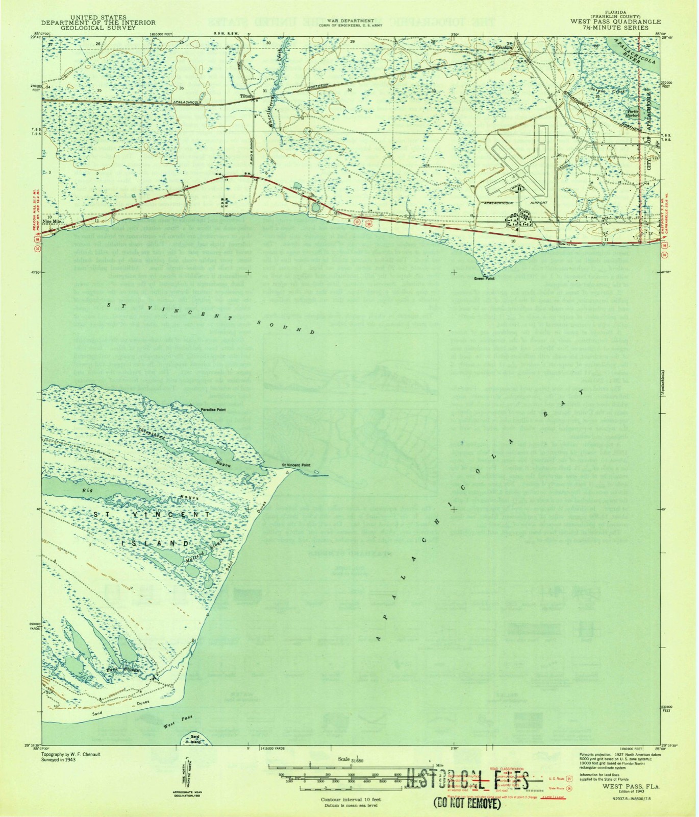 Topographic sheet of Nine Mile, surveyed 1943
