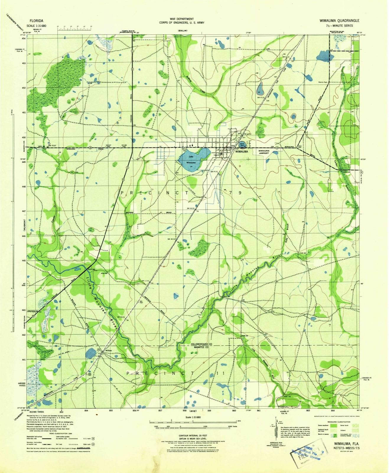 Topographic sheet of Sun City Center, surveyed 1944