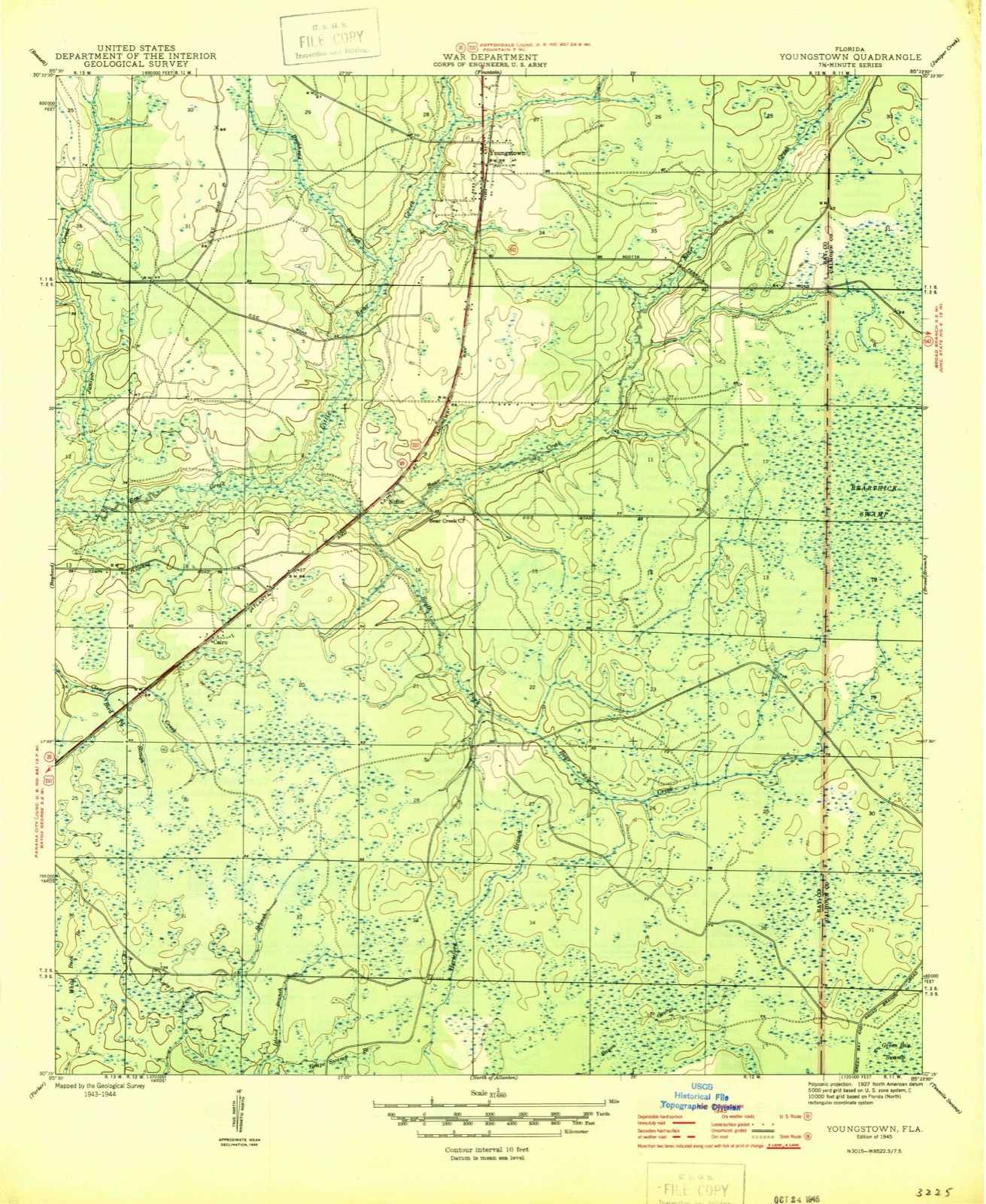 Topographic sheet of Youngstown, surveyed 1945