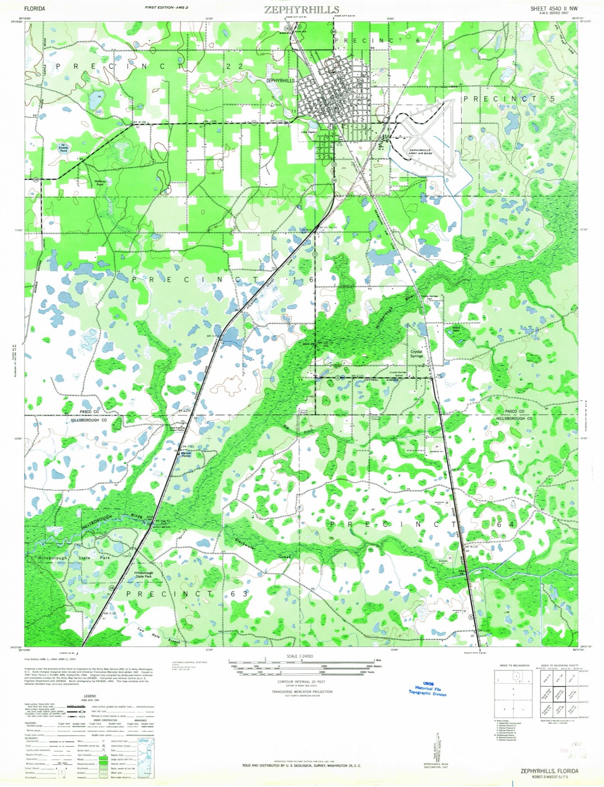 Topographic sheet of Crystal Springs, surveyed 1947