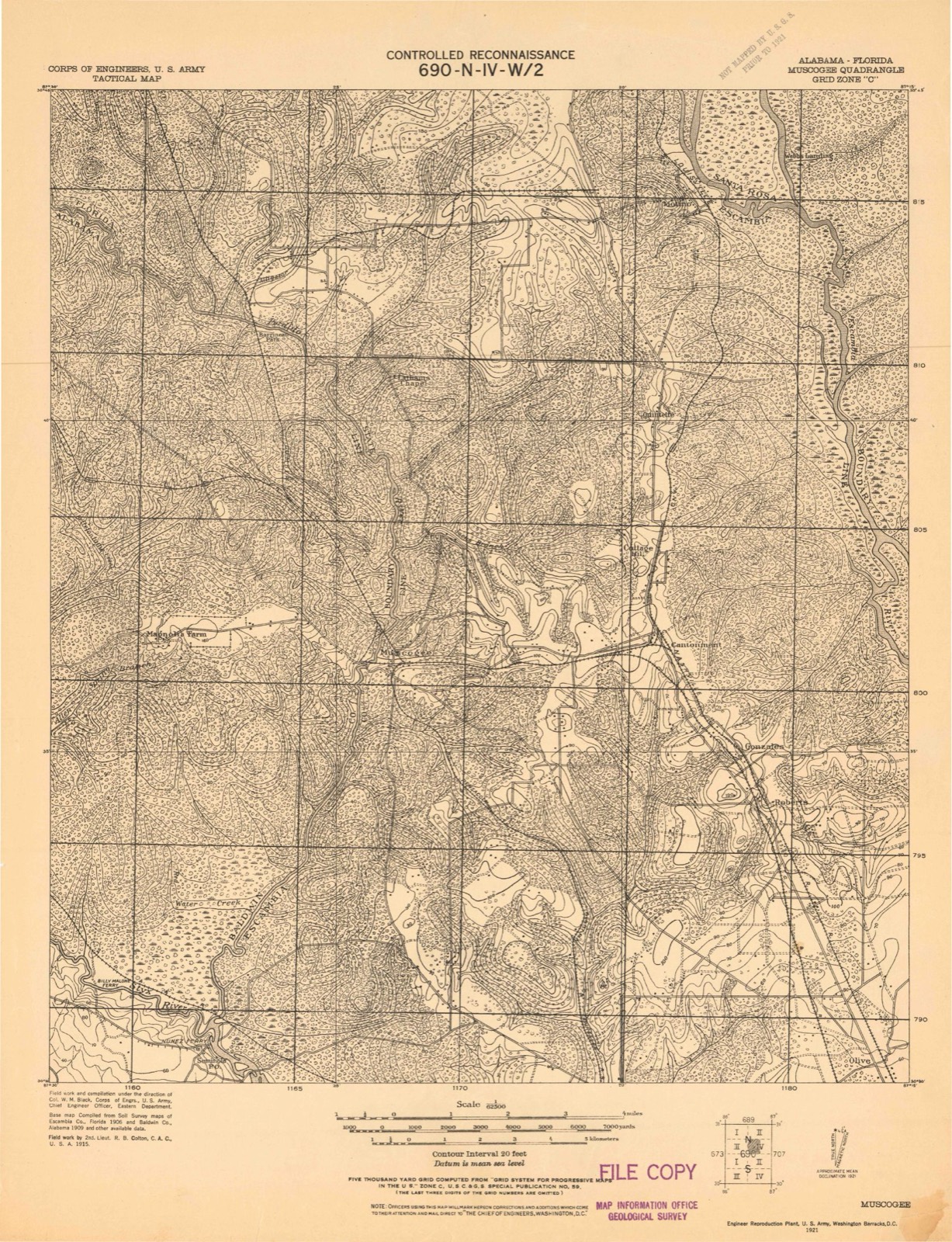 Topographic sheet of Olive, surveyed 1921