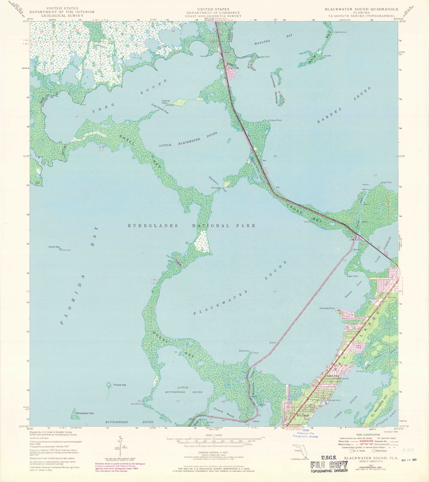 Topographic sheet of Jewfish, surveyed 1947