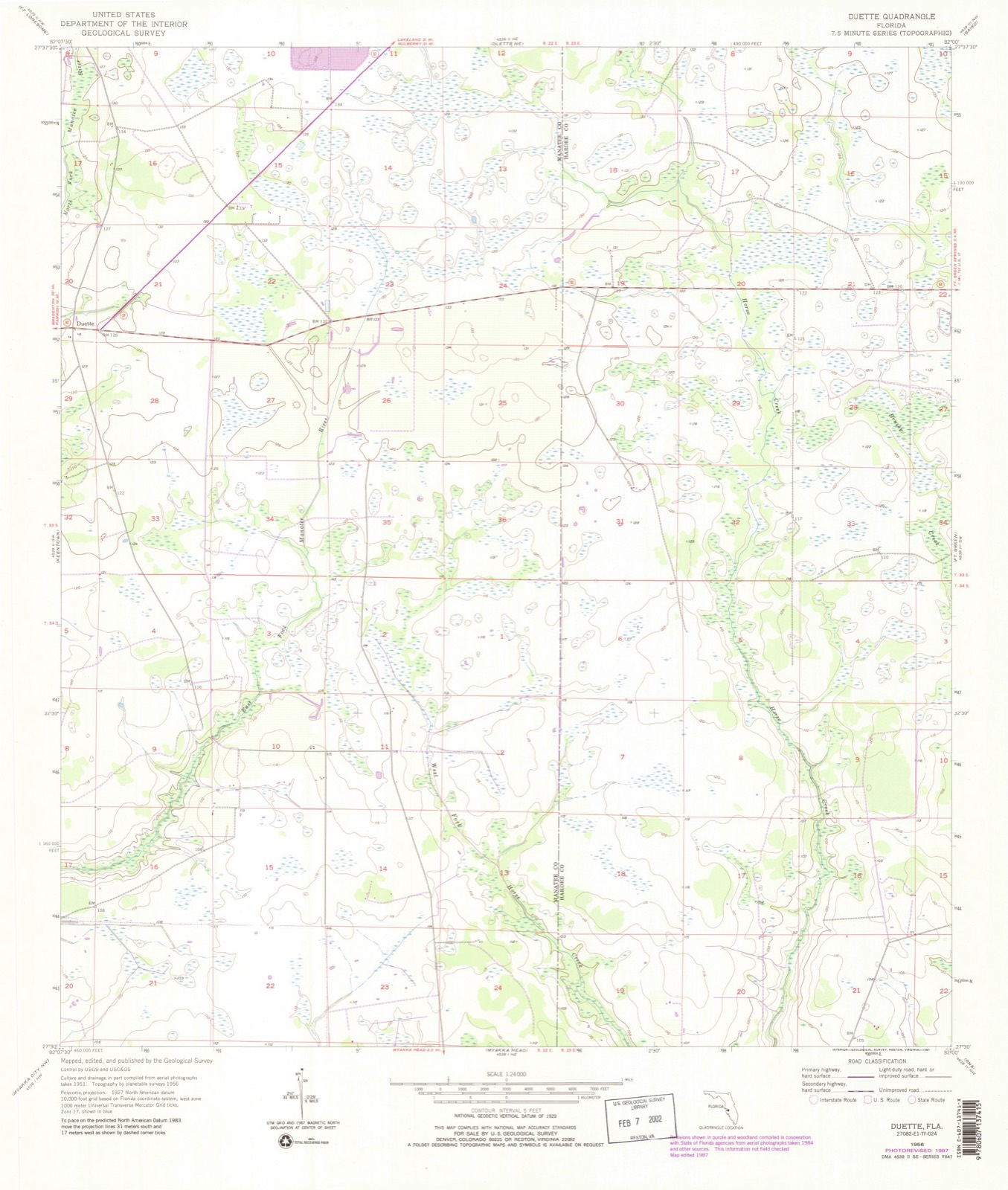 Topographic sheet of Old Duette, surveyed 1956