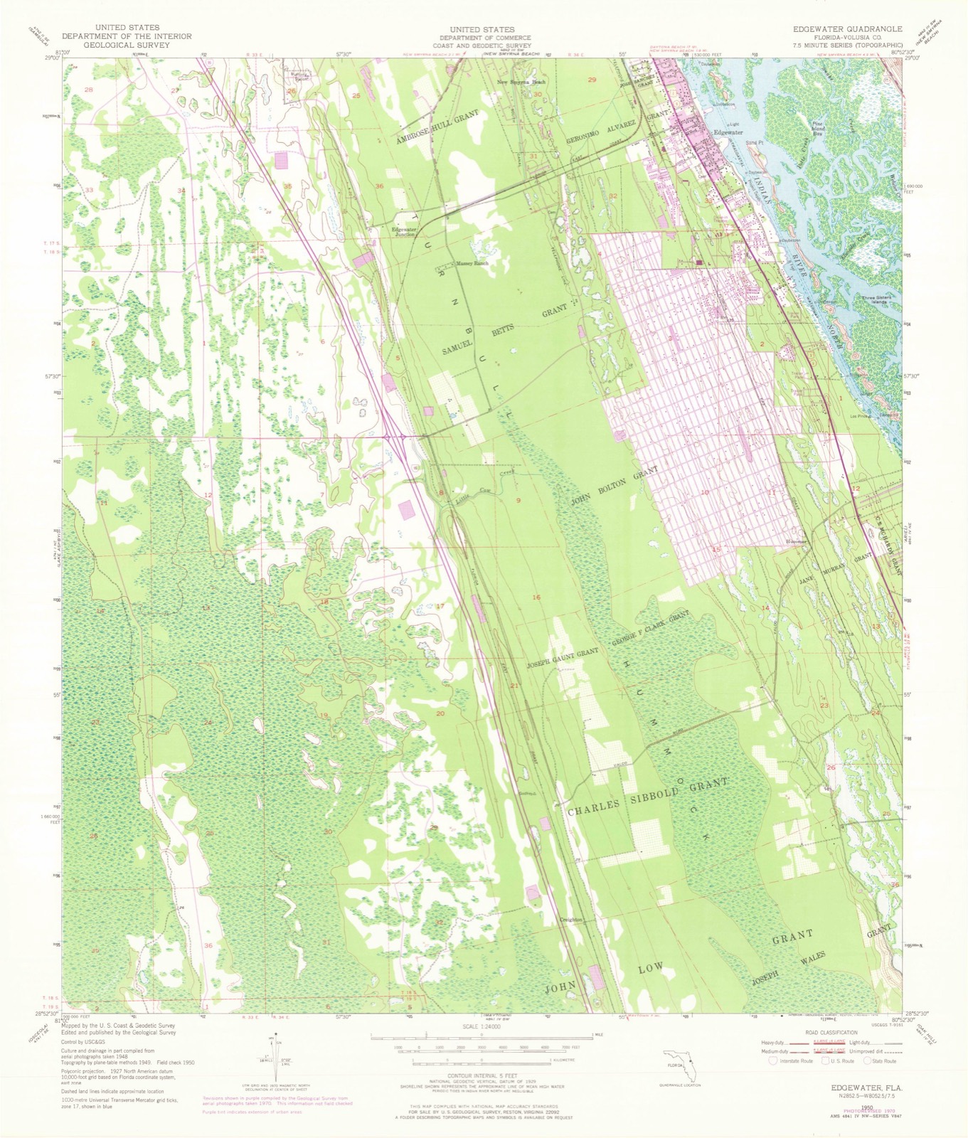 Topographic sheet of Edgewater, surveyed 1950