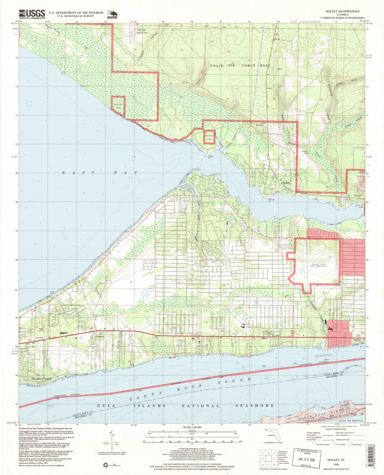 Topographic sheet of Woodlawn Beach, surveyed 1994