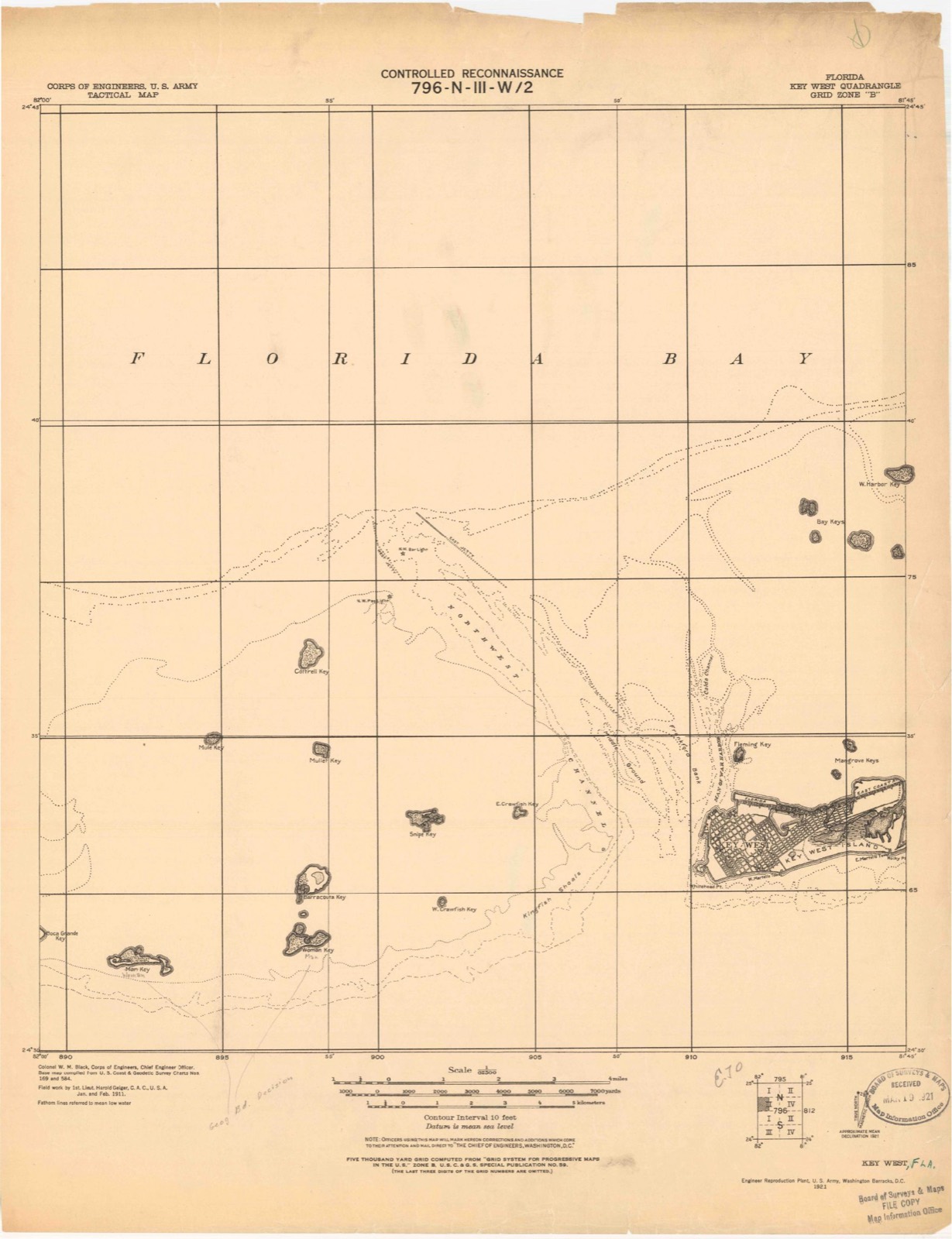 Topographic sheet of Key West, surveyed 1921