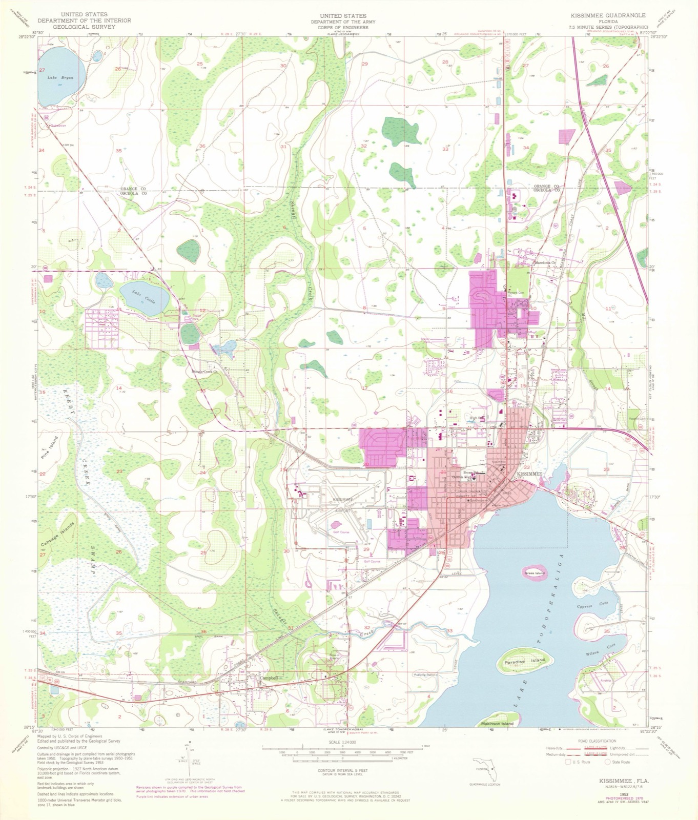 Topographic sheet covering Old Holy Redeemer Catholic Church, surveyed 1953