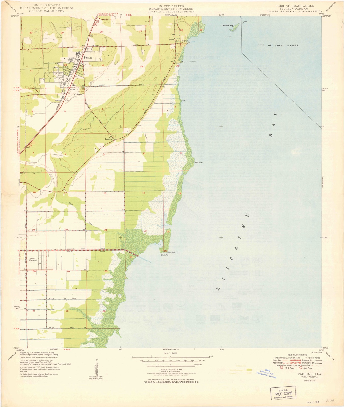 Topographic sheet of Cutler, surveyed 1949