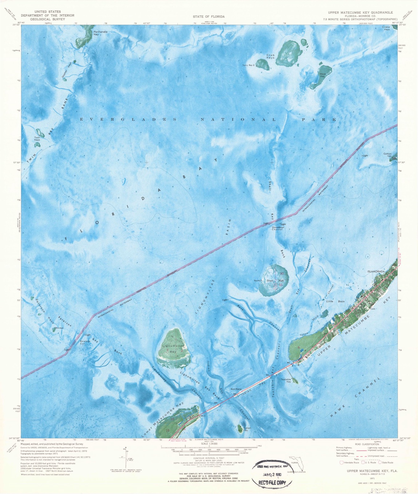 Topographic sheet of Islamorada, surveyed 1971