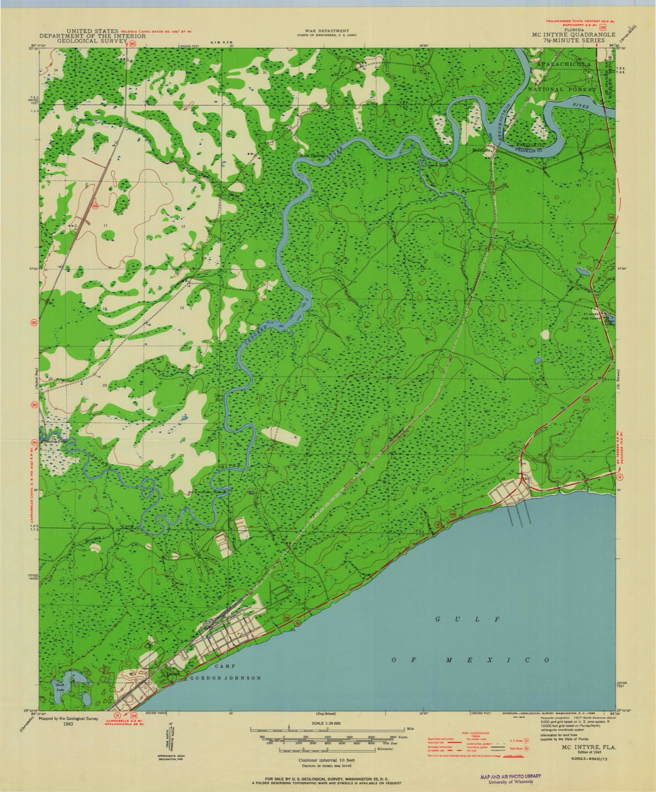 Topographic sheet of McIntyre, surveyed 1945