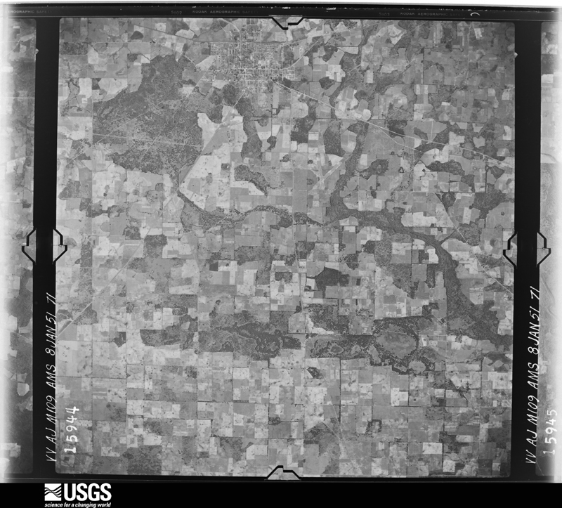 U.S. Geological Survey aerial photograph, 1951-01-08, scale 1:57000