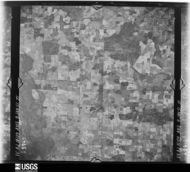 U.S. Geological Survey aerial photograph, 1951-01-08, scale 1:57000