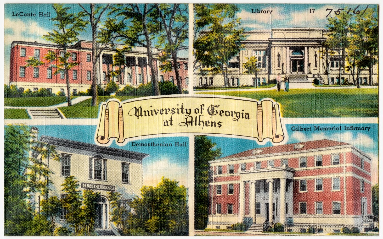 University of Georgia at Athens -- LeConte Hall, library, Demosthenian Hall, Gilbert Memorial Infirmary, Boston Public Library - undated