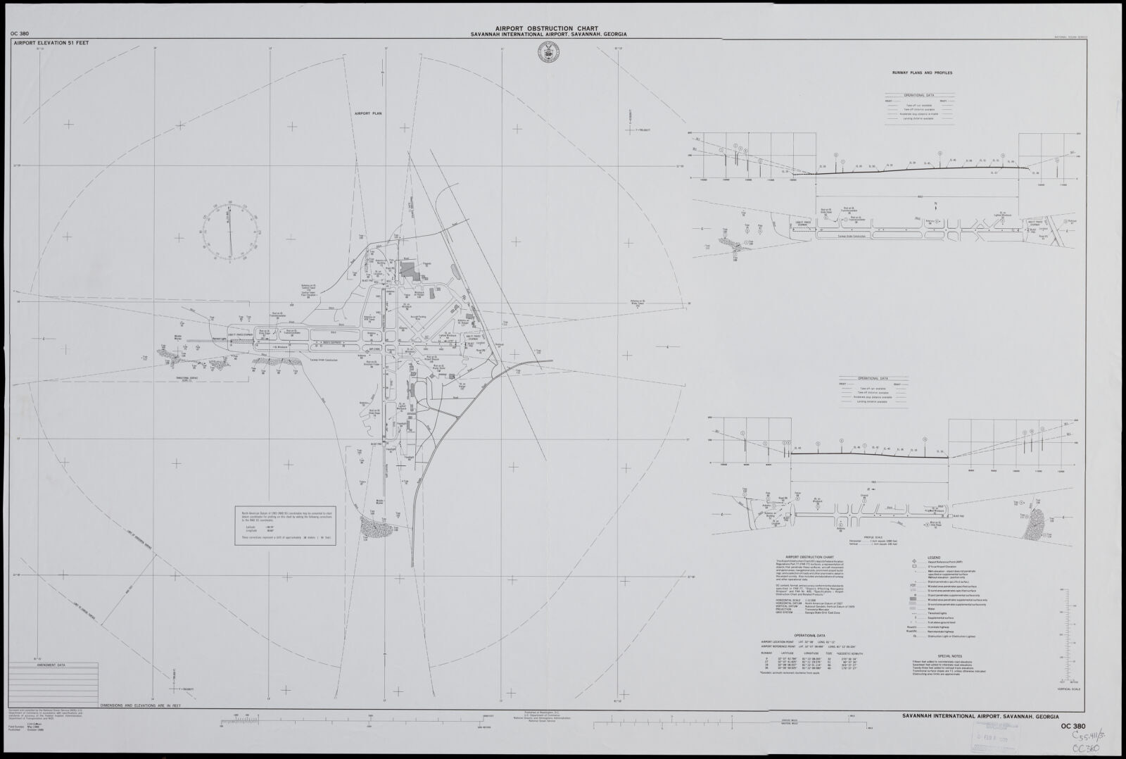 Airport obstruction chart, OC 380, Savannah International Airport, Savannah, Georgia, Boston Public Library - undated