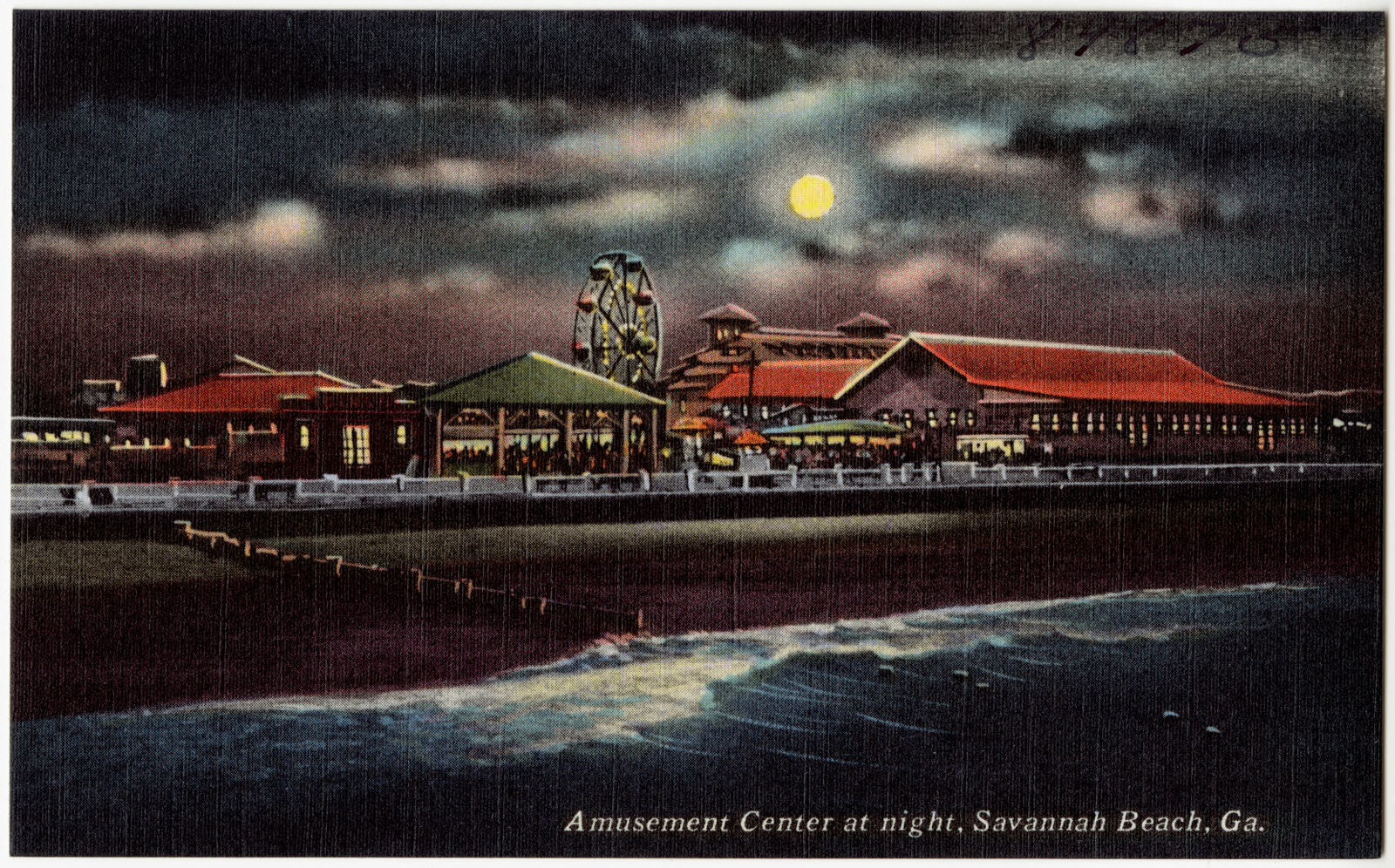 Amusement center at night, Savannah Beach, Ga., Boston Public Library - undated