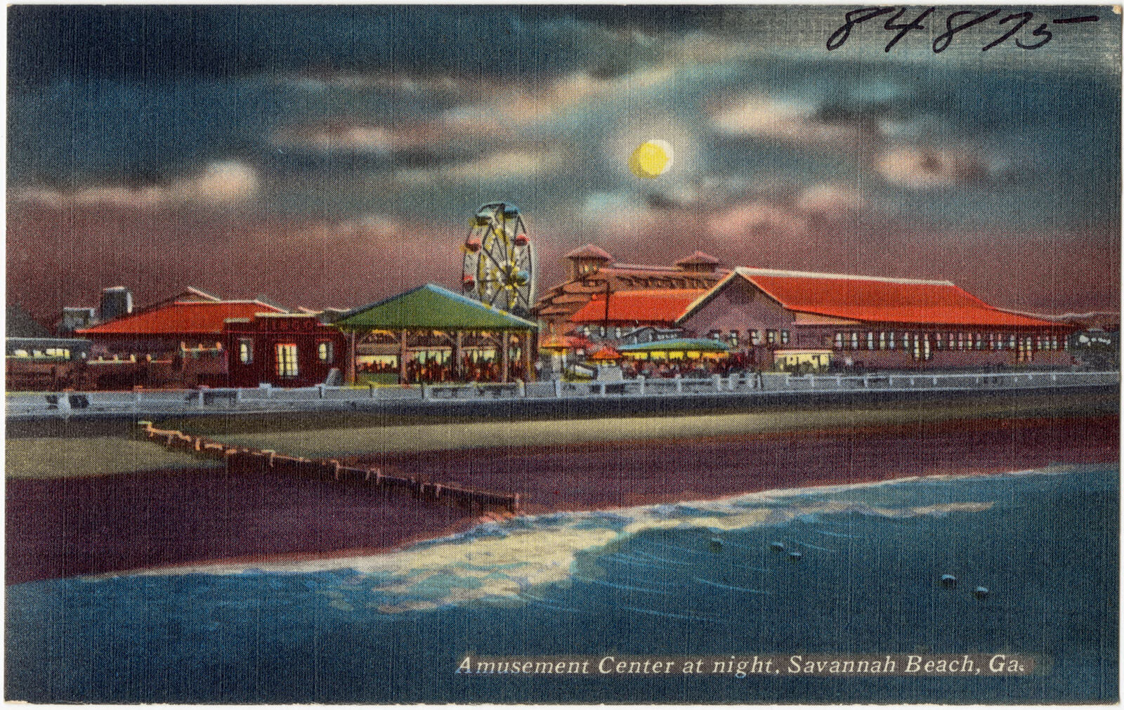 Amusement center at night, Savannah Beach, Ga., Boston Public Library - undated