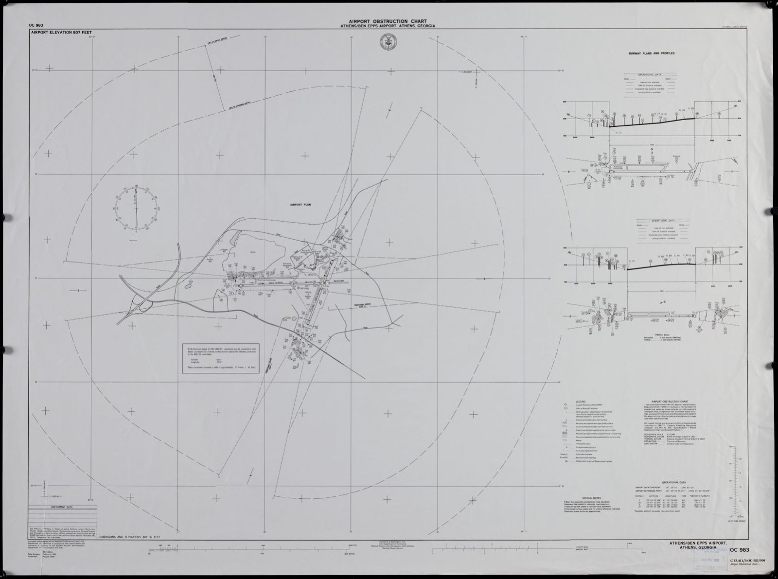 Airport obstruction chart, OC 983, Athens/Ben Epps Airport, Athens, Georgia, Boston Public Library - undated