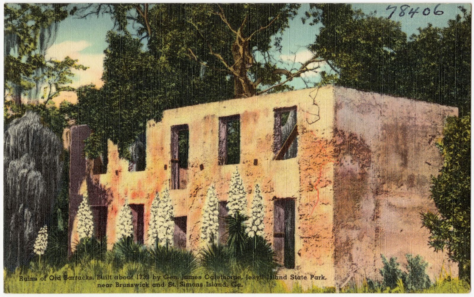 Ruins of old barracks, built about 1739 by Gen. James Oglethorpe, Jekyll Island State Park, near Brunswick and St. Simons Island, Ga., Boston Public Library - undated