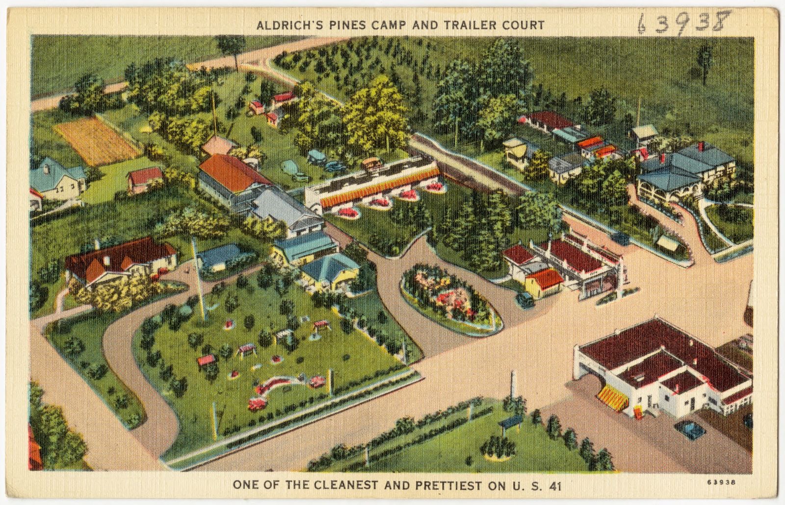 Aldrich's Pines Camp and trailer court, one of the cleanest and prettiest on U.S. 41, Boston Public Library - undated