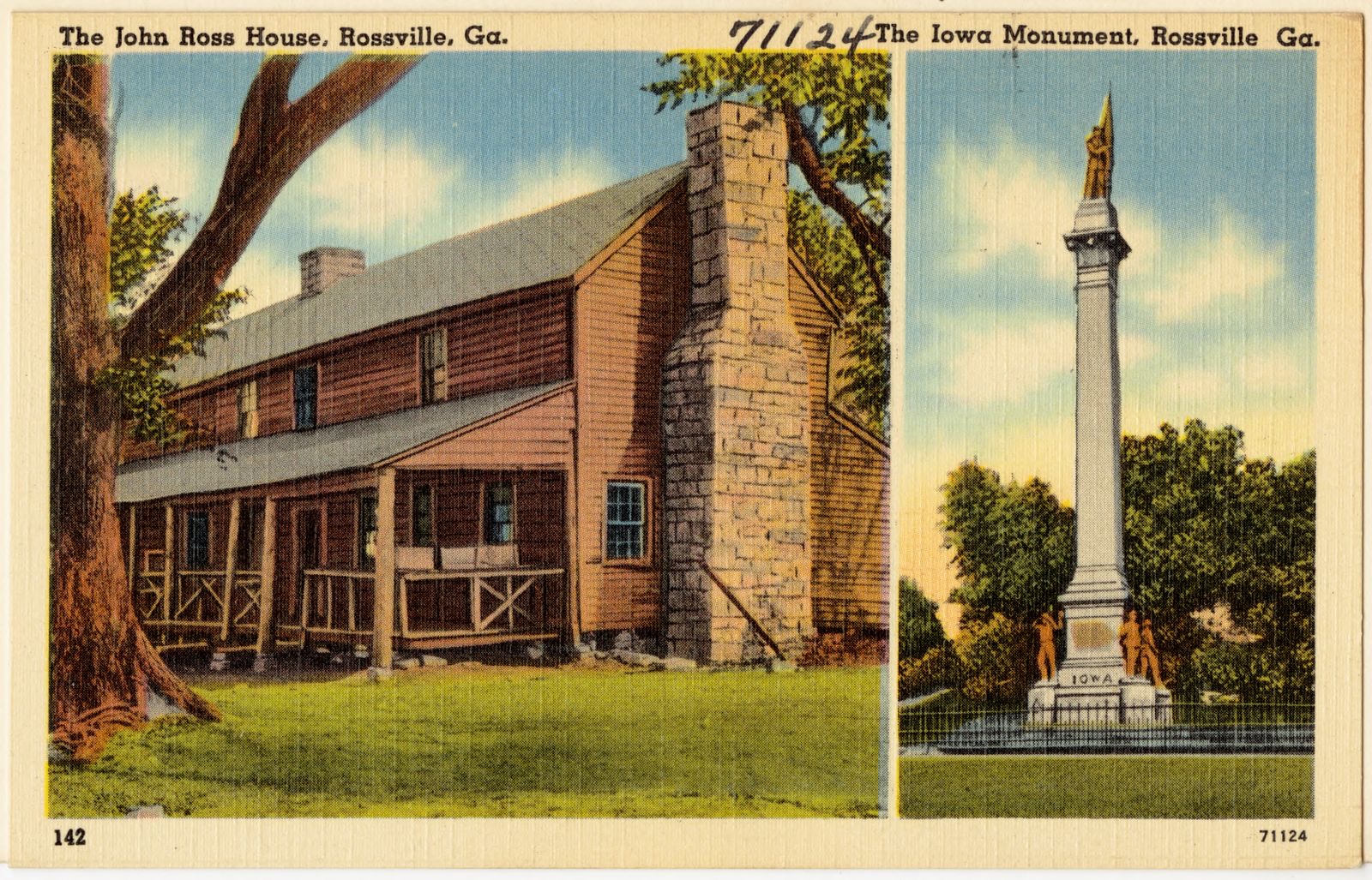 The John Ross House, Rossville, Ga., the Iowa Monument, Rossville, Ga., Boston Public Library - undated