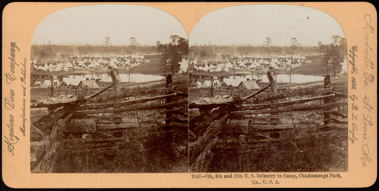 7th, 8th and 12th U.S. Infantry in camp, Chickamauga Park, Ga., U.S.A., Boston Public Library - undated