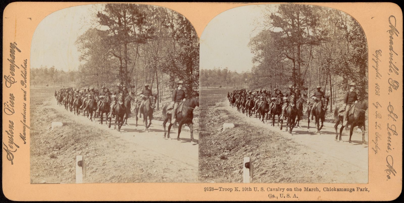 Troop K. 10th U.S. Cavalry on the march, Chickamauga Park, Ga., U.S.A., Boston Public Library - undated