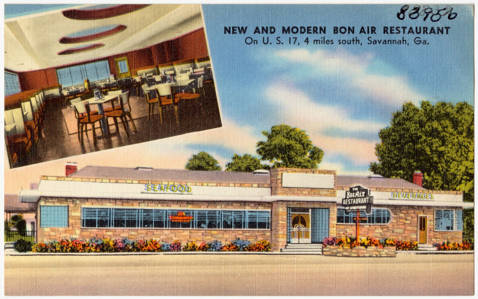 New and modern Bon Air Restaurant, on U. S. 17, 4 miles south, Savannah, Ga., Boston Public Library - undated