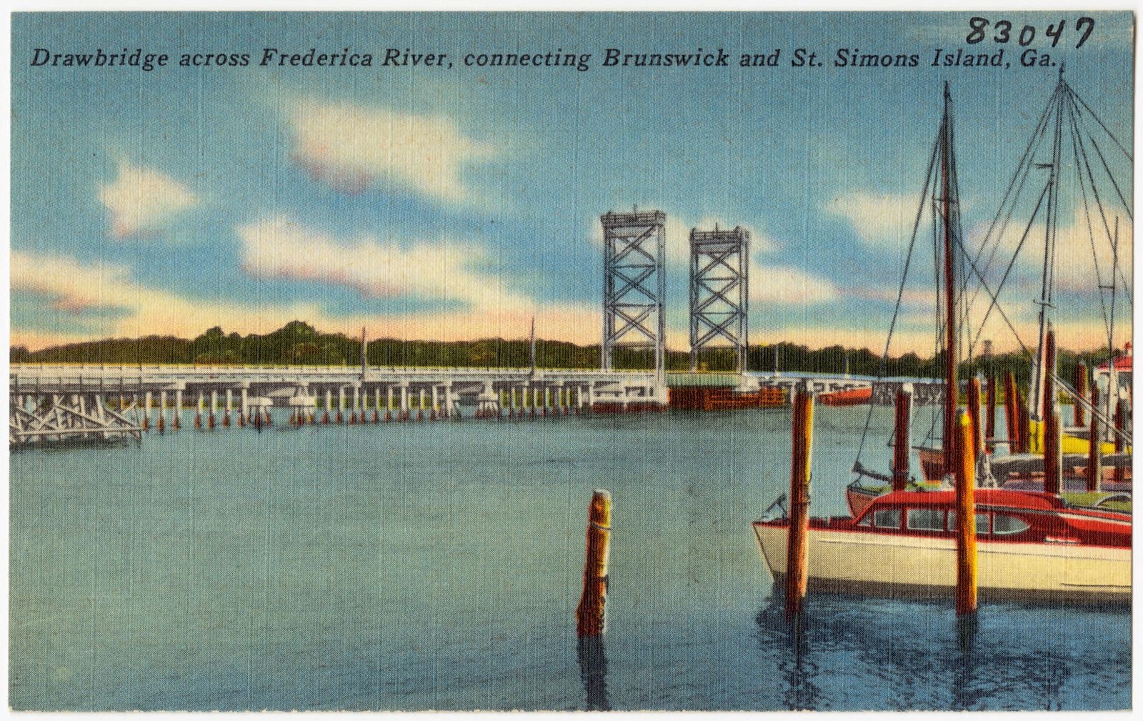 Drawbridge across Frederica River, connecting Brunswick and St. Simons Island, Ga., Boston Public Library - undated