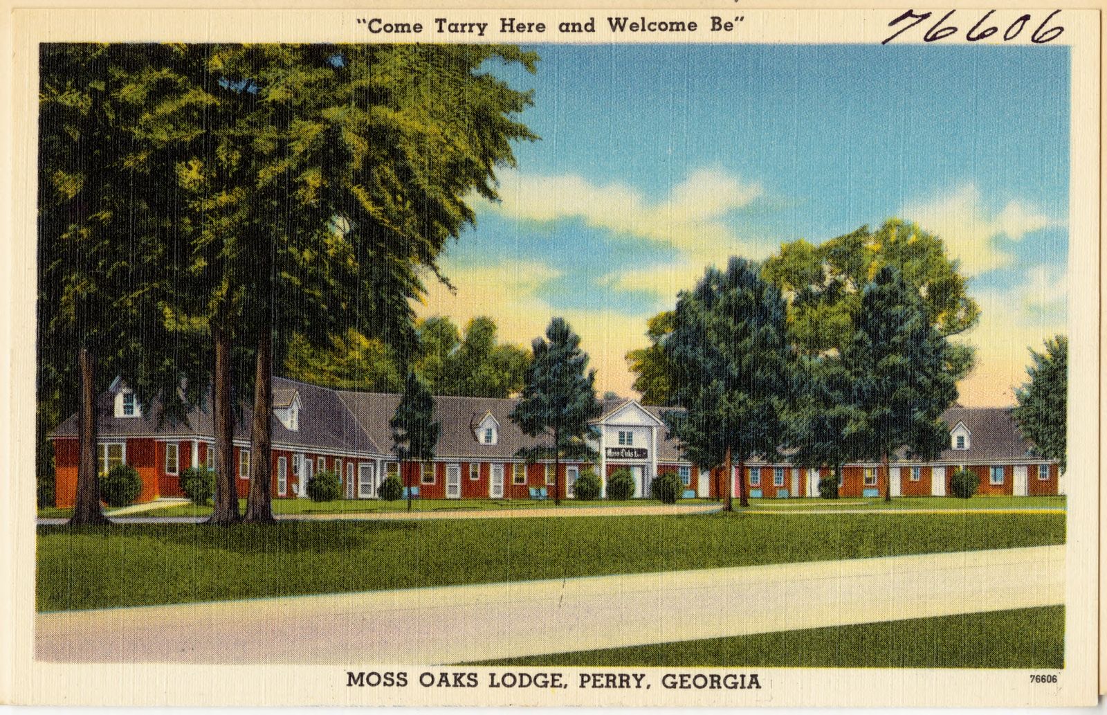 Moss Oaks Lodge, Perry, Georgia -- "Come Tarry Here and Welcome Be", Boston Public Library - undated