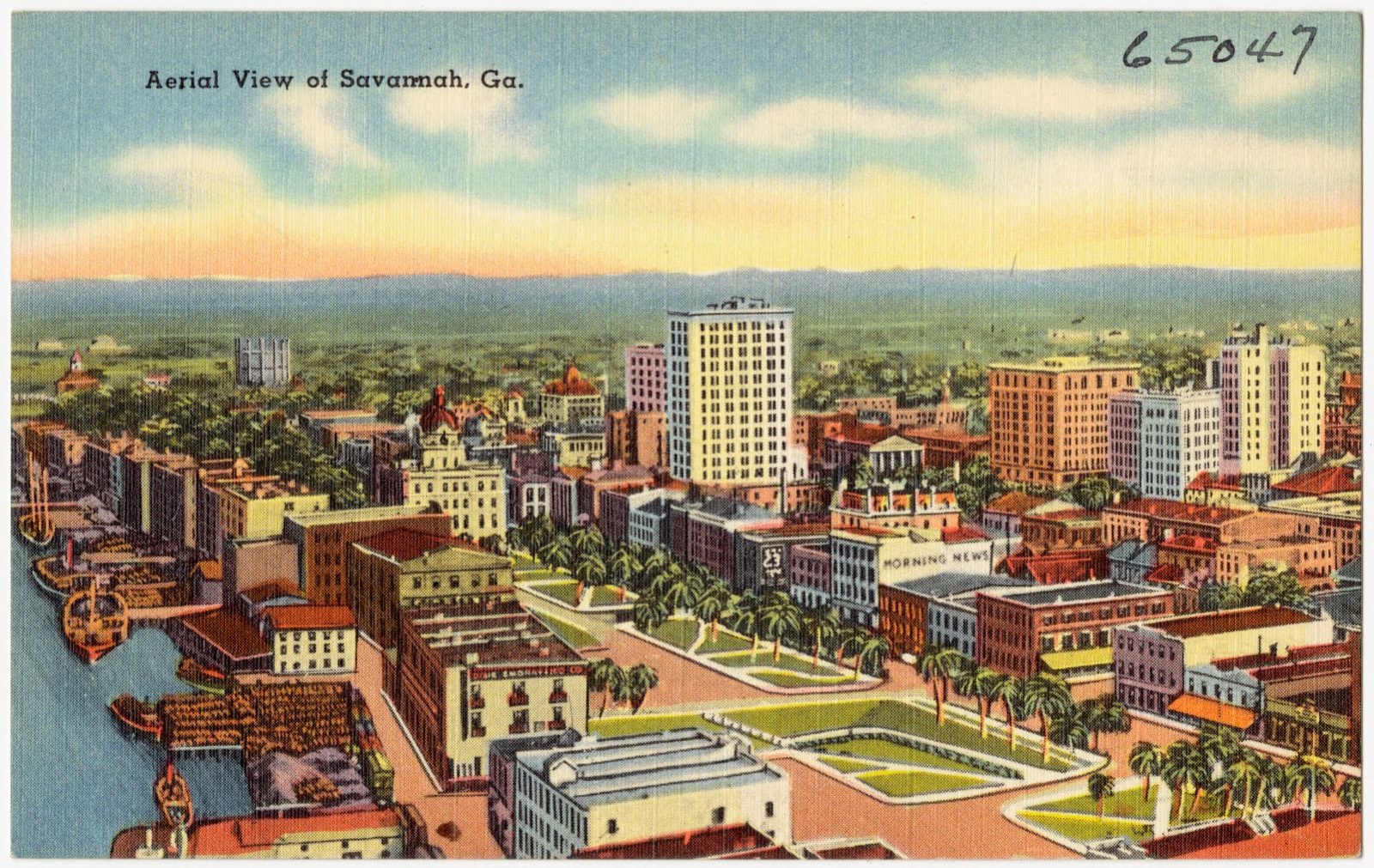 Aerial view of Savannah, Ga., Boston Public Library - undated