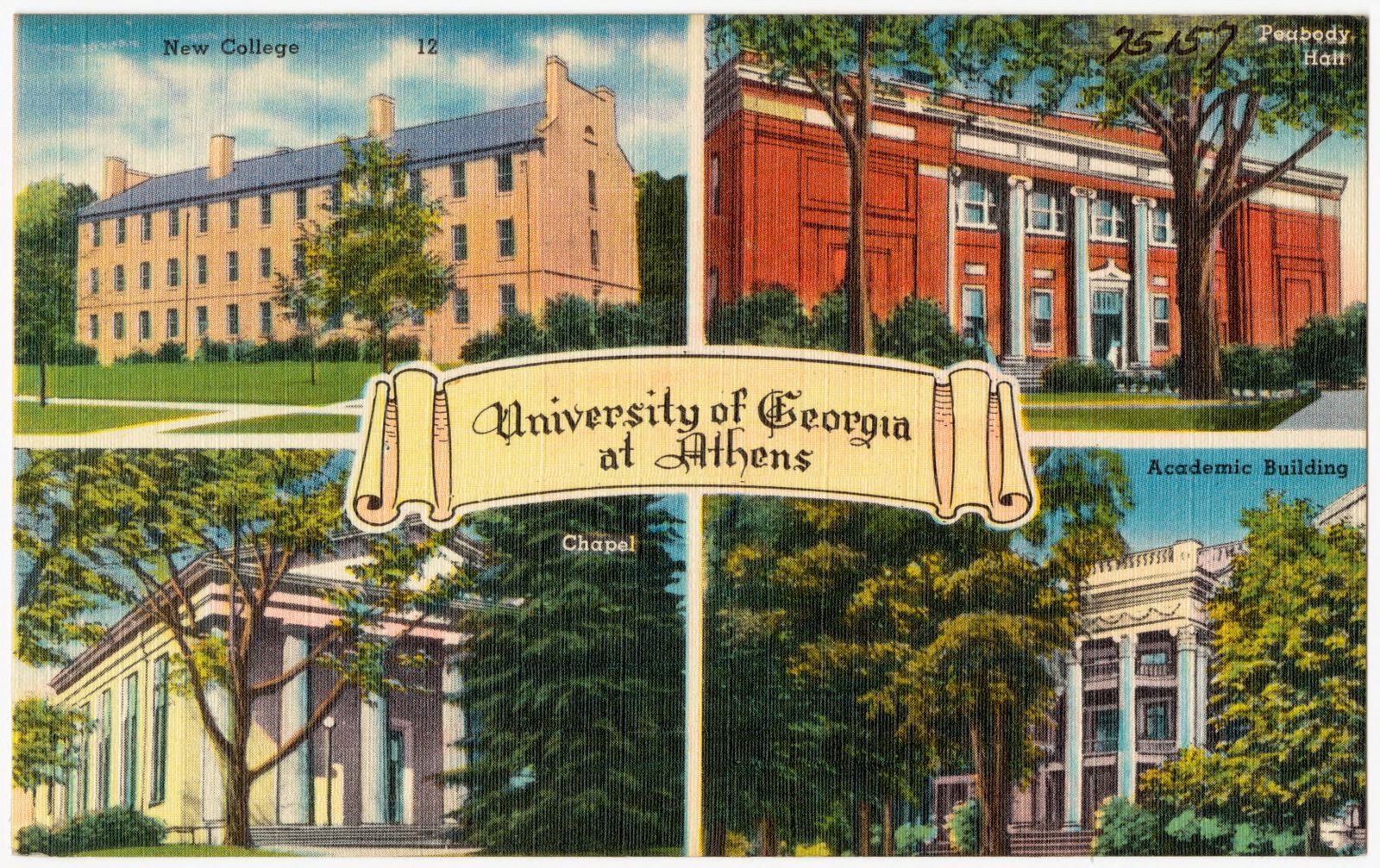 University of Georgia at Athens -- New College, Peabody Hall, chapel, academic building, Boston Public Library - undated