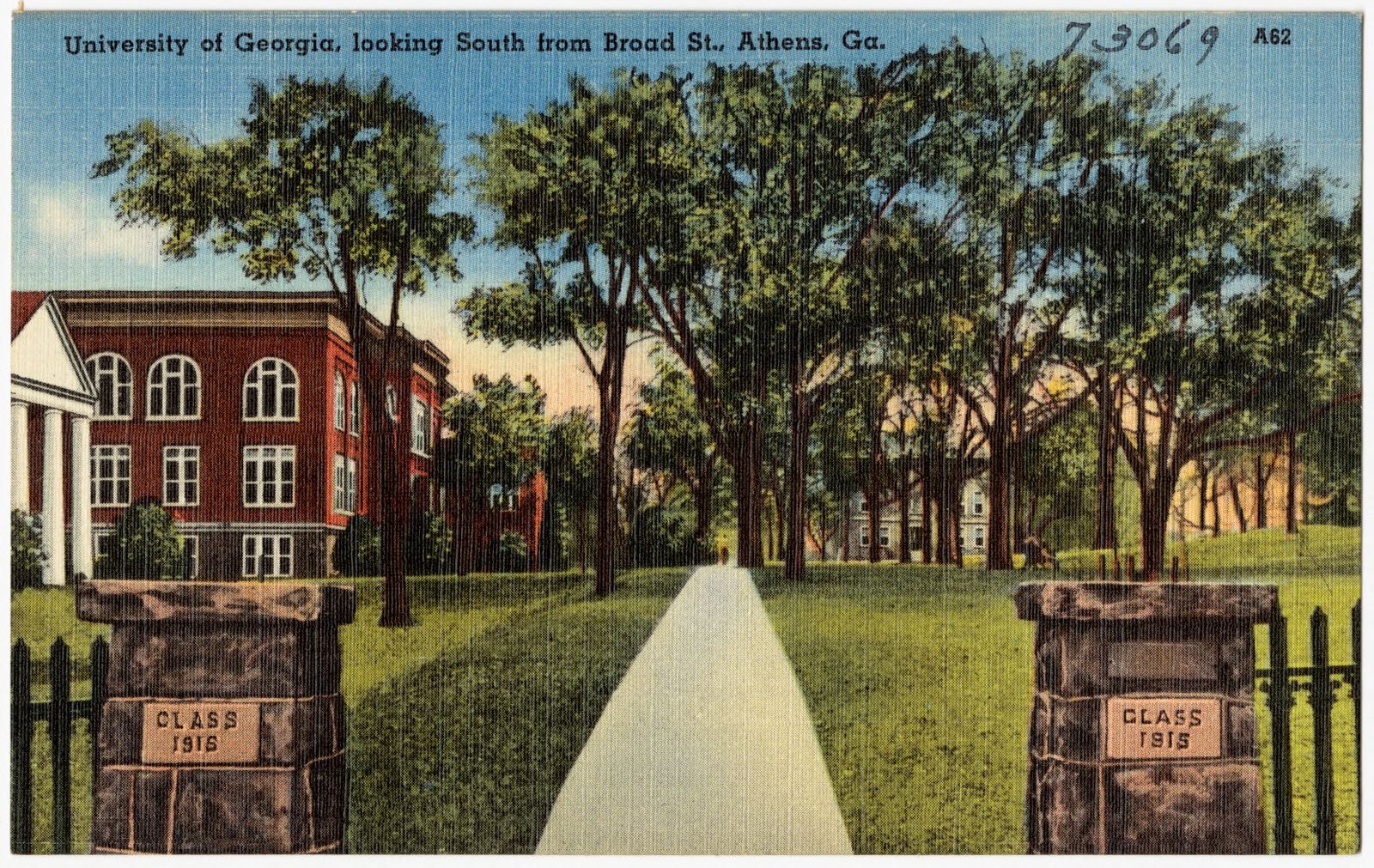 University of Georgia, looking south from Broad St., Athens, Ga., Boston Public Library - undated