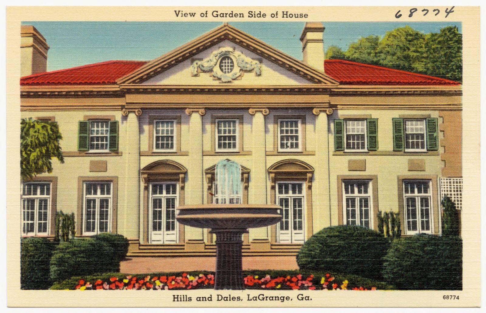 View of garden side of house, Hills and Dales, LaGrange, Ga., Boston Public Library - undated