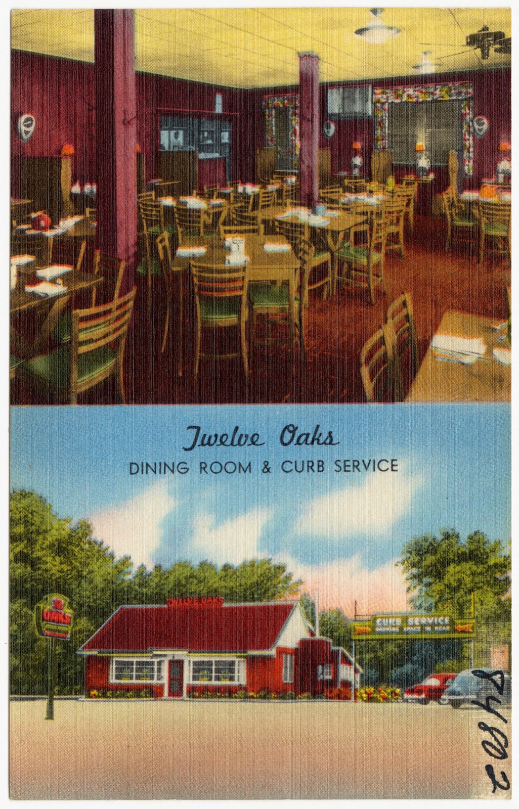 Twelve Oaks, dining room & curb service, Boston Public Library - undated